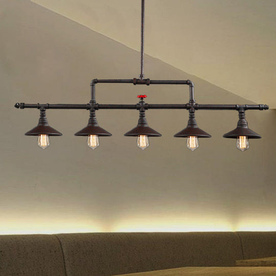 Industrial Style Wrought Iron 3/5 Lights Island Light Fixture For Restaurant Pendant Lighting