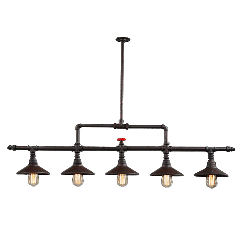 Industrial Style Wrought Iron 3/5 Lights Island Light Fixture For Restaurant Pendant Lighting