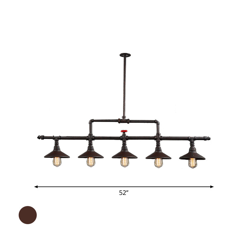 Industrial Style Wrought Iron 3/5 Lights Island Light Fixture For Restaurant Pendant Lighting