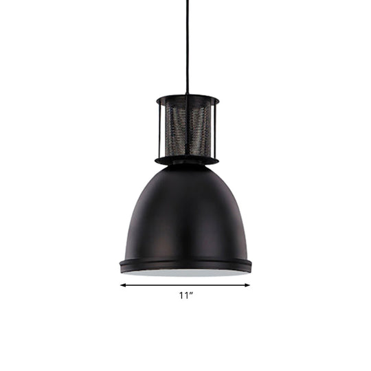 Retro Metallic Black Dome Pendant Light With Mesh Design 7.5’/11’ Width