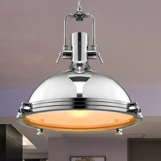 Retro Metal Head Pendant Lighting With Domed Shade - Stylish Dining Table Ceiling Light Fixture In