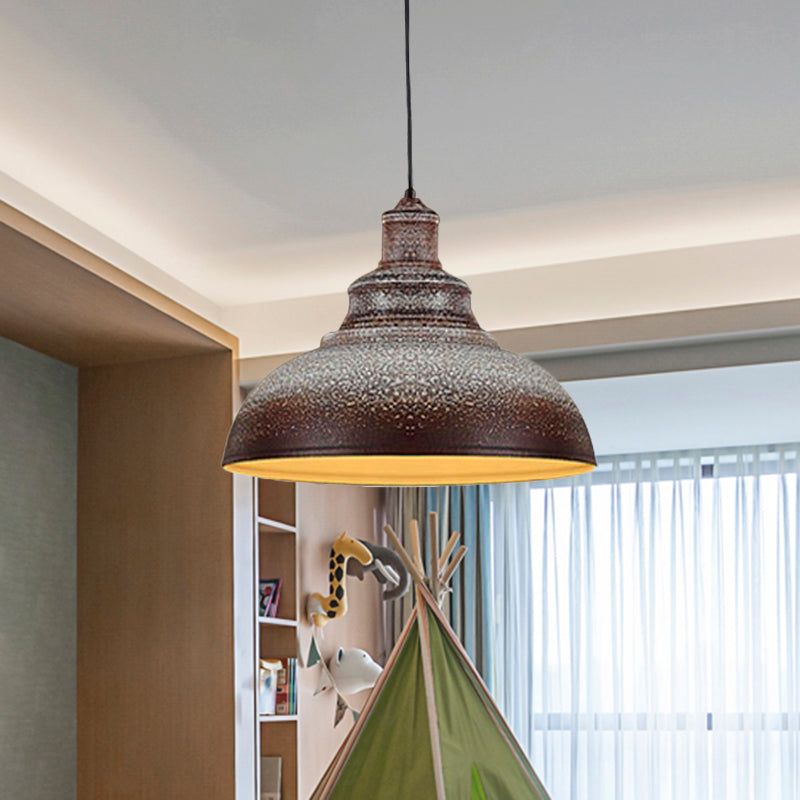 Antiqued Metal Barn Pulley Pendant Lamp - Blue/Rust Ceiling Lighting For Dining Room