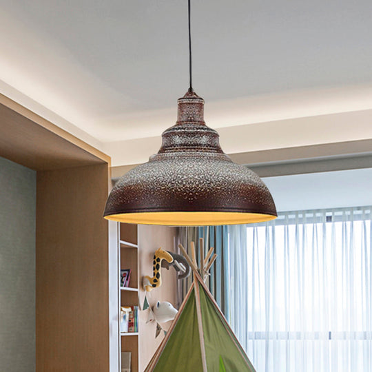 Antiqued Metal Barn Pulley Pendant Lamp - Blue/Rust Ceiling Lighting For Dining Room