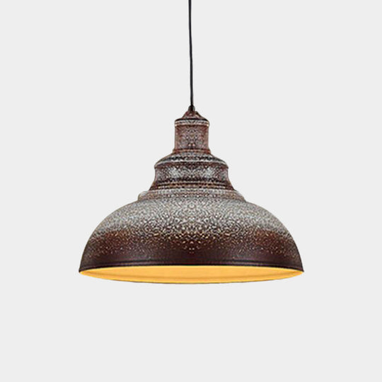 Antiqued Metal Barn Pulley Pendant Lamp - Blue/Rust Ceiling Lighting For Dining Room