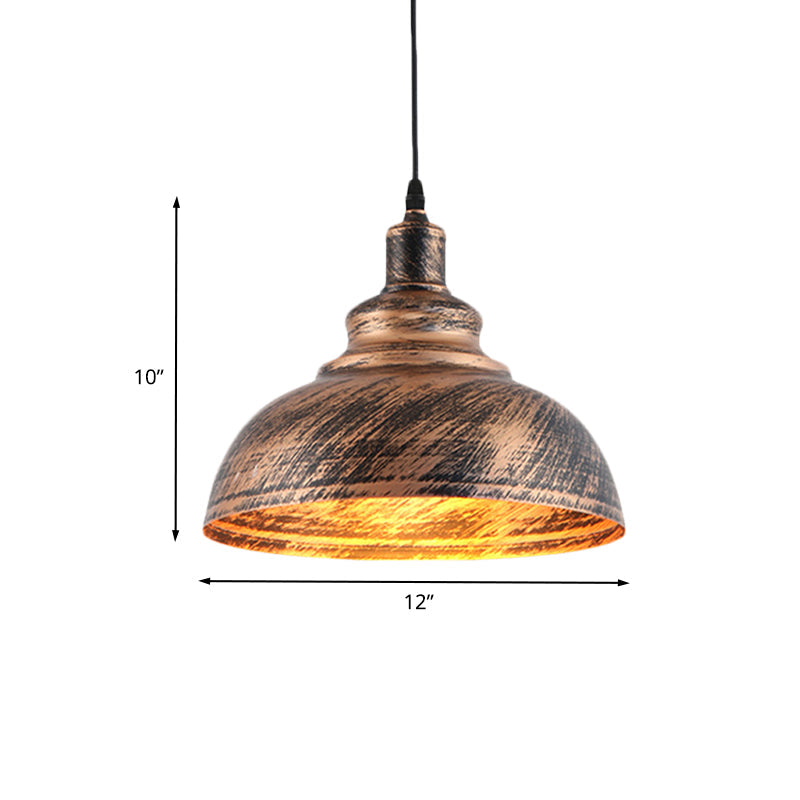 Rustic Countryside Barn Pendant Lamp - 1-Head 12’/16’ Wide Metallic Hanging Light Fixture For