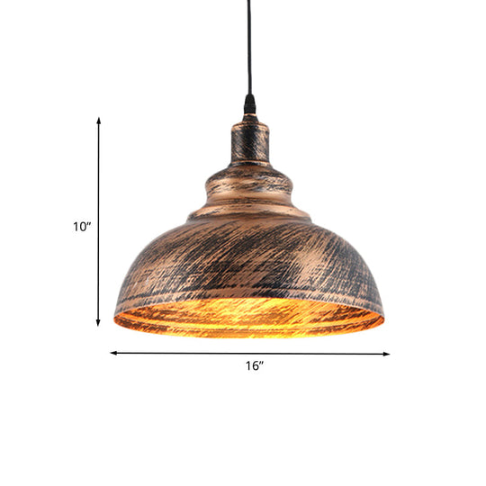 Rustic Countryside Barn Pendant Lamp - 1-Head 12’/16’ Wide Metallic Hanging Light Fixture For
