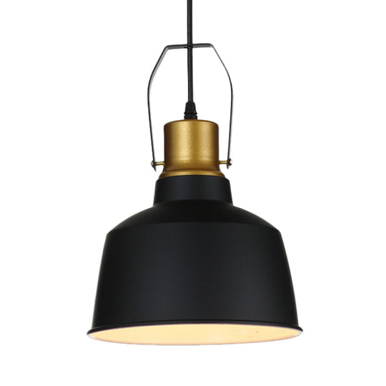 Vintage Bell Ceiling Pendant Light - Black Aluminum Hanging Lamp With Handle