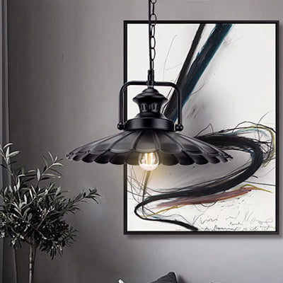 Vintage Industrial Metal Cone Pendant Lamp - Black Indoor Use