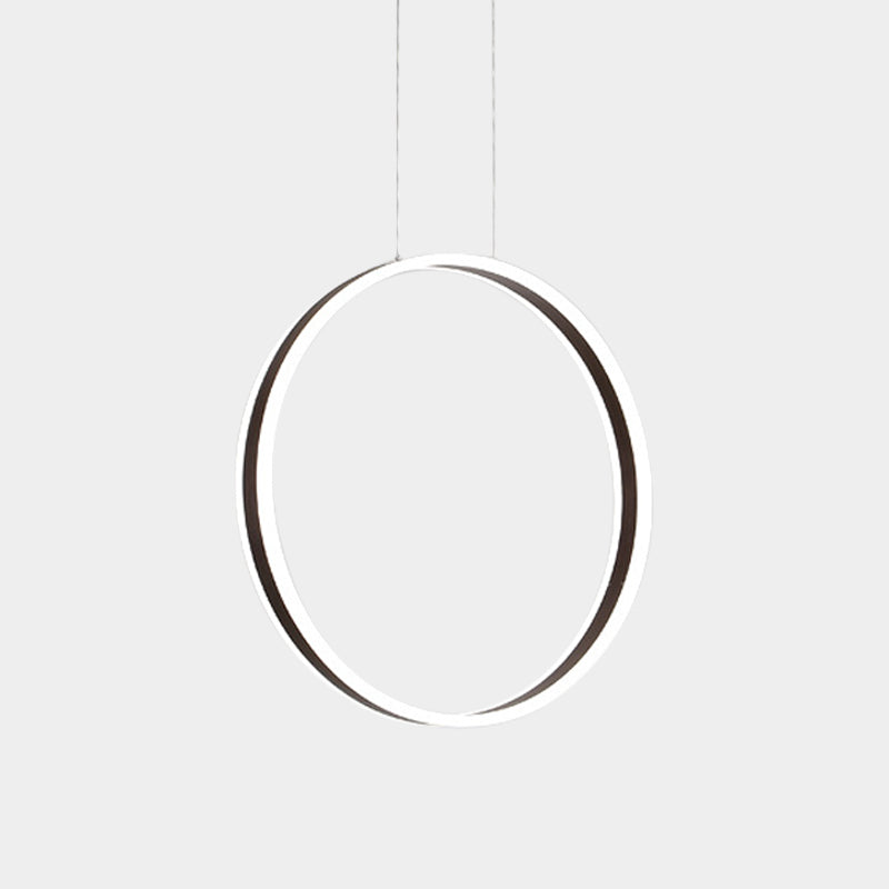 Modernist Ring Hanging Light Kit - Acrylic Dining Room Led Pendant Lamp In Coffee 16’/23.5’ Dia
