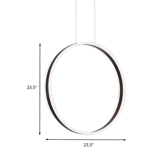 Modernist Ring Hanging Light Kit - Acrylic Dining Room Led Pendant Lamp In Coffee 16’/23.5’ Dia