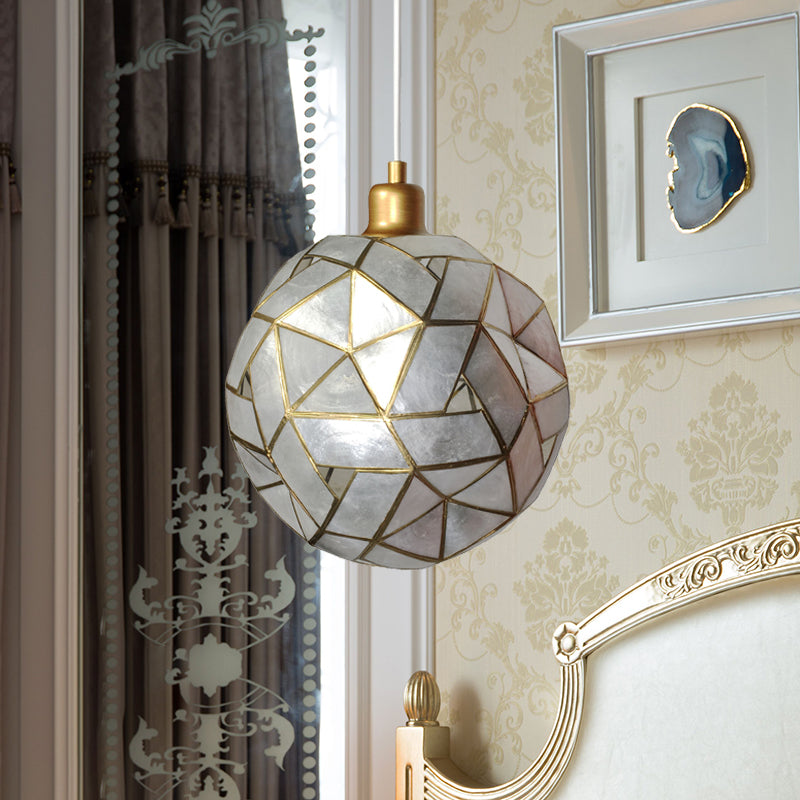 Contemporary Silver Shell Pendant Lamp For Dining Room - Sldined Globe Suspension Light