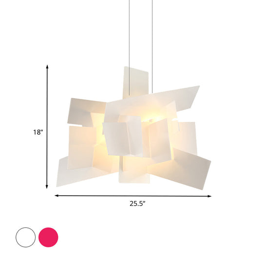 Contemporary Led Acrylic Suspension Light - White/Red Ideal For Over Dining Table
