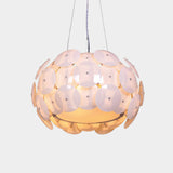 Modern White Pendant Chandelier With Drum Acrylic Shade - 4-Head Bedroom Hanging Light