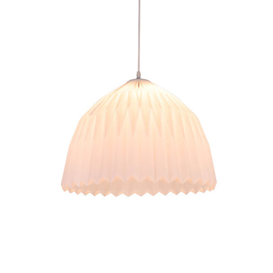 Contemporary White Dome Hanging Ceiling Lamp With Acrylic Shade - Perfect For Dining Room