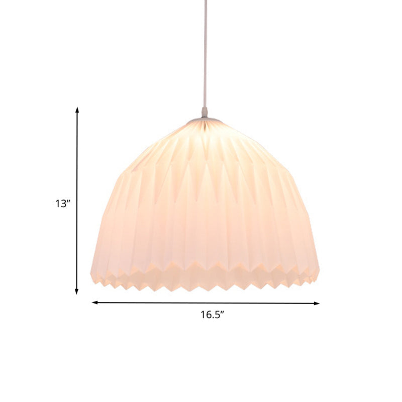 Contemporary 1 Bulb Hanging Ceiling Lamp In White With Acrylic Dome Shade For Dining Room
