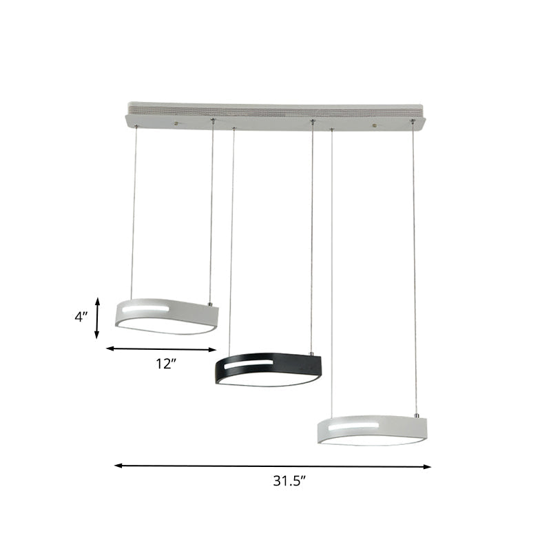 Modernist Leaf Pendant Light - Metal 3 Heads Black And White