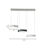 Modernist Leaf Pendant Light - Metal 3 Heads Black And White