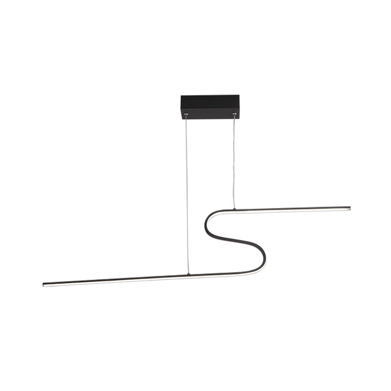 Modern Curved Dining Room Pendant Light - Acrylic Led Chandelier In Black With Adjustable Lighting