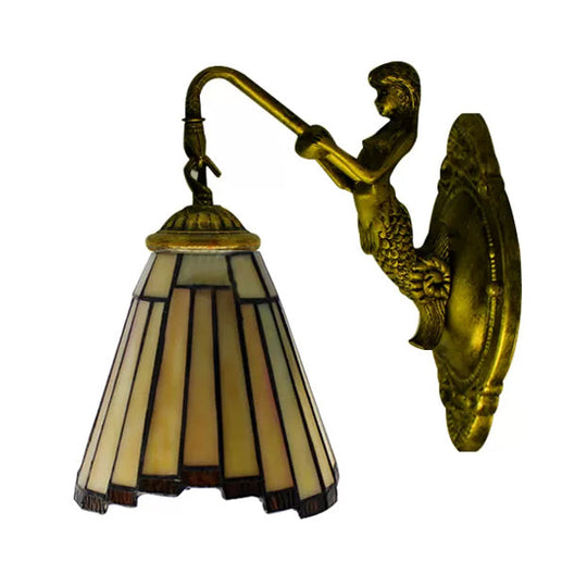 Tiffany Style Stained Glass Mini Wall Sconce For Bedroom With Single Light