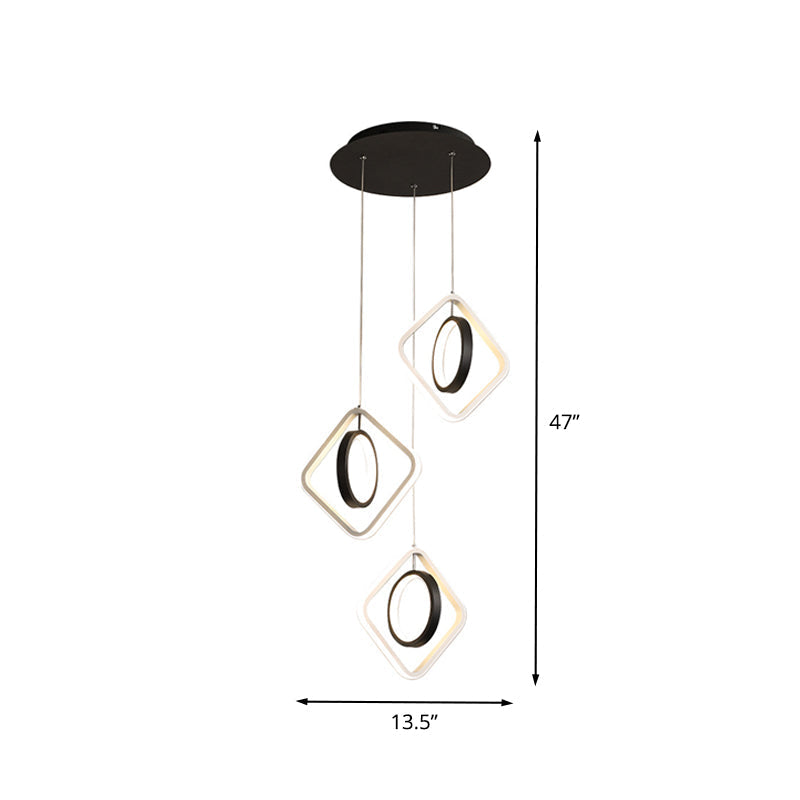 Contemporary Acrylic Led Pendant Light For Dining Room In Black Or White/Warm