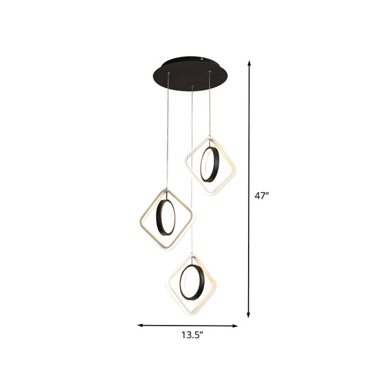 Contemporary Acrylic Led Pendant Light For Dining Room In Black Or White/Warm