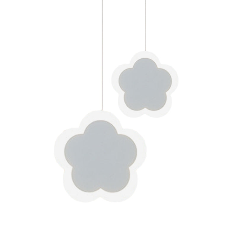 Contemporary White Led Acrylic Pendant Light - Flower Design Ceiling Suspension Lamp In Warm/White