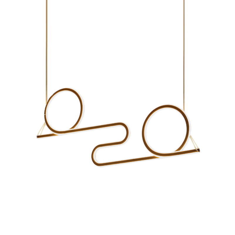 Black Acrylic Led Pendant Light - Contemporary Twisted Dining Room Ceiling Lamp