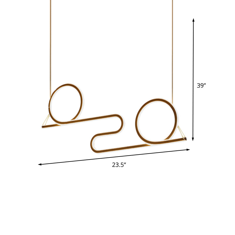 Black Acrylic Led Pendant Light - Contemporary Twisted Dining Room Ceiling Lamp