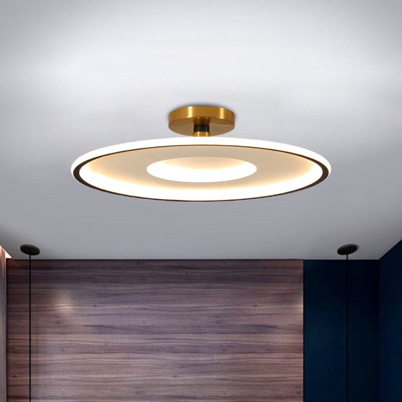 Sleek Acrylic Led Close To Ceiling Light In White/Gold Or Black/Gold 18’/21.5’ Dia Black - Gold