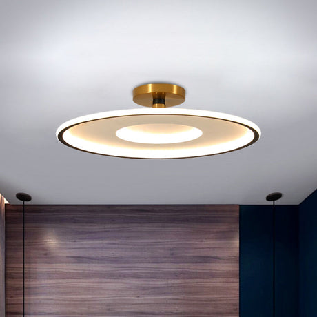 Sleek Acrylic Led Close To Ceiling Light In White/Gold Or Black/Gold 18/21.5 Dia Black-Gold / 18
