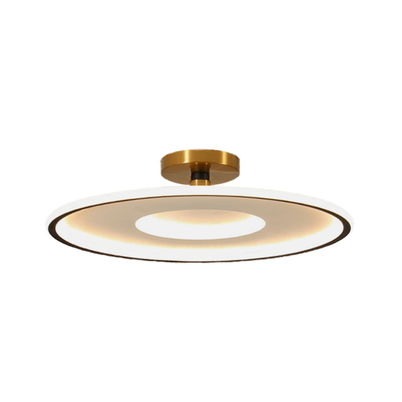 Sleek Acrylic Led Close To Ceiling Light In White/Gold Or Black/Gold 18’/21.5’ Dia