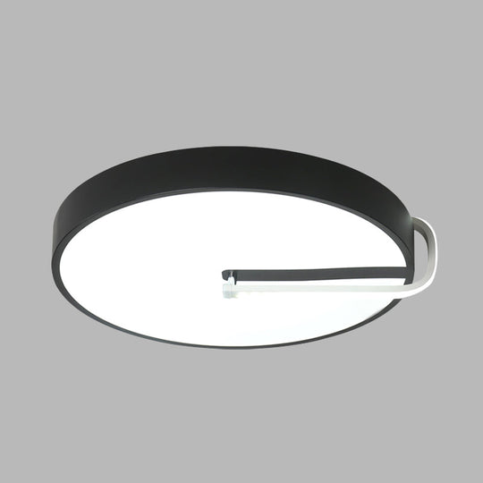 Modern Black Metal Led Drum Flush Mount Ceiling Lamp 16’/19.5’ Wide - Perfect For Bedroom Lighting