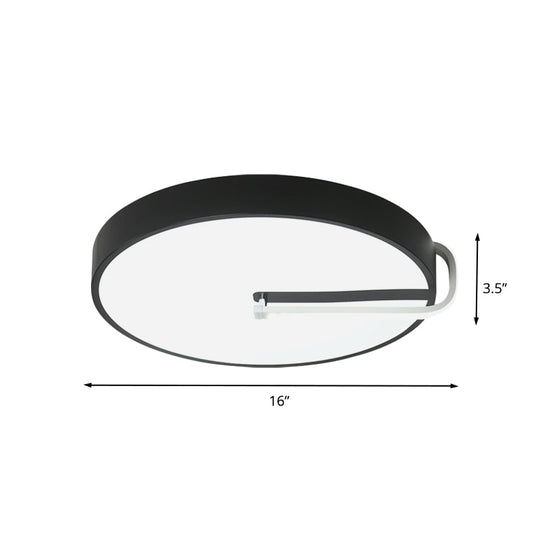 Modern Black Metal Led Drum Flush Mount Ceiling Lamp 16’/19.5’ Wide - Perfect For Bedroom Lighting