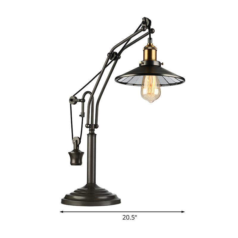 Vintage Saucer Shade Desk Light - Bronze Metal Reading Lamp For Study Room