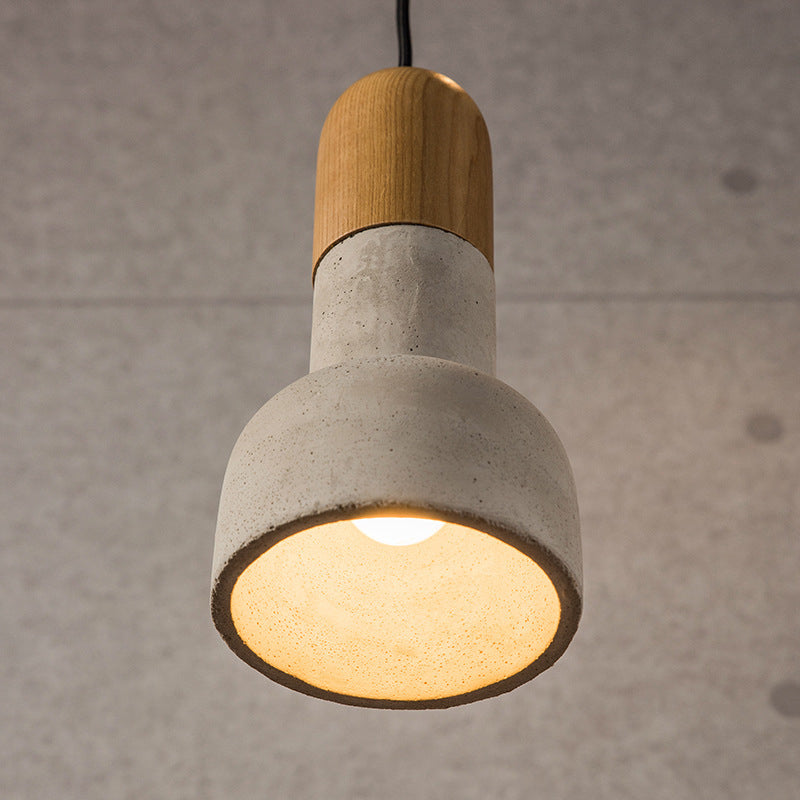 Industrial Style Cement Pendant Light - Barn Bulb Gray/Green/Red Hanging Cord