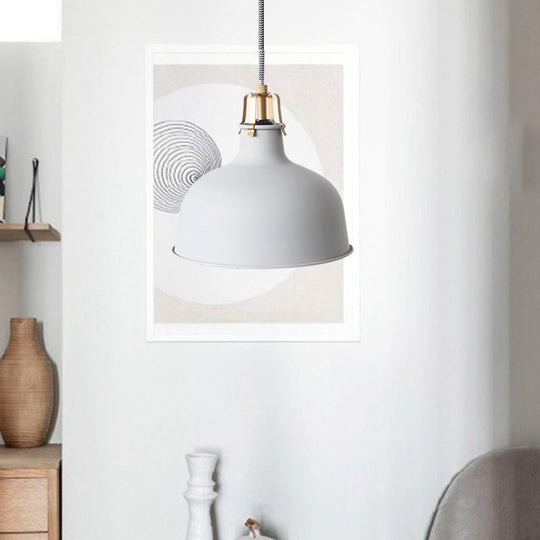 8.5’/13’ Minimalistic Dome Pendant Ceiling Light In Black/White - Metallic Finish For Living Room