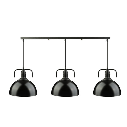 Dome Pendant Light - Loft Style Black Metal Ceiling Fixture With Linear/Round Canopy And Handle 3