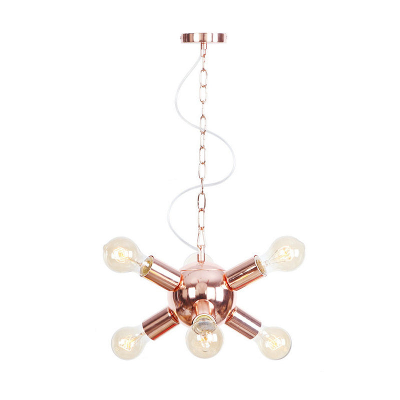 Retro Style Rose Gold Starburst Chandelier With 6/9 Lights - Perfect For Restaurants