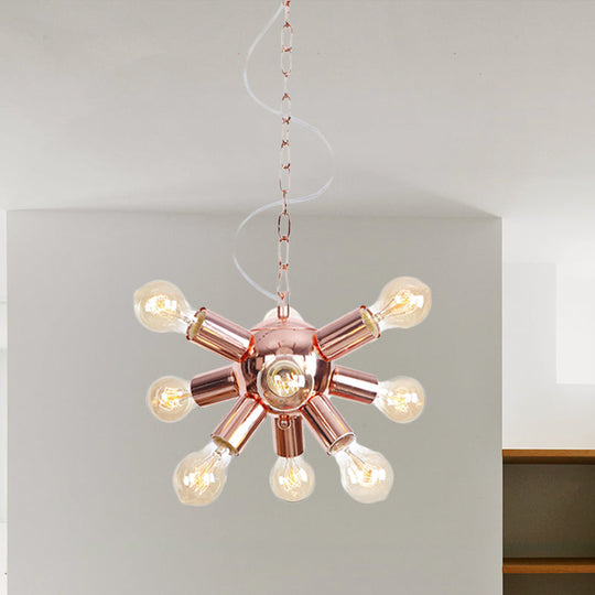 Retro Style Rose Gold Starburst Chandelier With 6/9 Lights - Perfect For Restaurants
