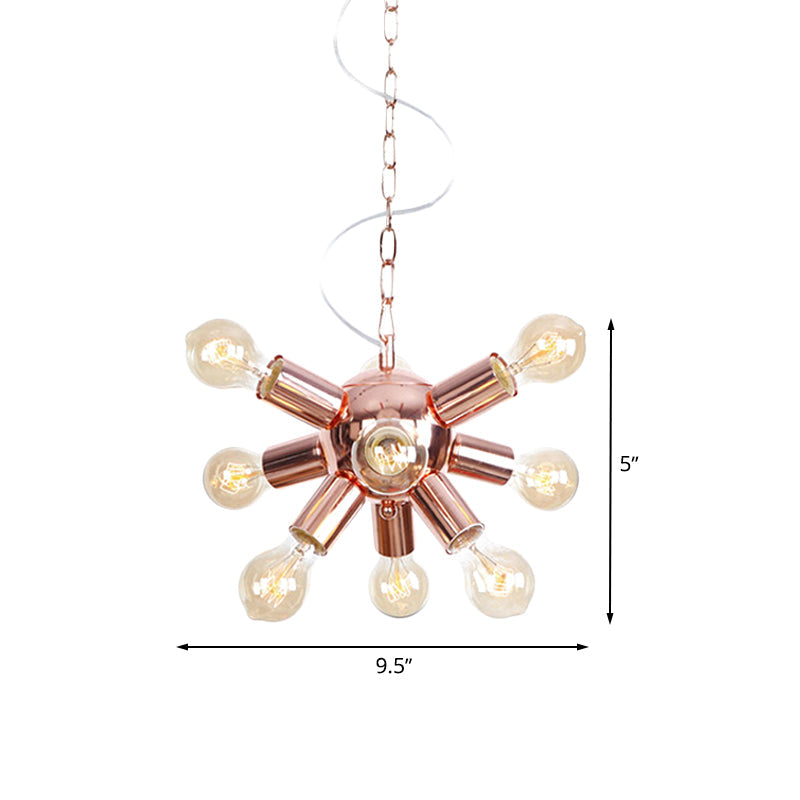 Retro Style Rose Gold Starburst Chandelier With 6/9 Lights - Perfect For Restaurants
