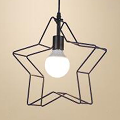 Minimalist Black/Bronze Metal Wire Pendant Lighting For Living Room - Star Ceiling Hanging Light