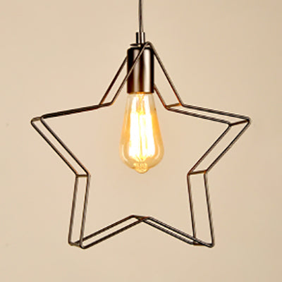 Minimalist Black/Bronze Metal Wire Pendant Lighting For Living Room - Star Ceiling Hanging Light