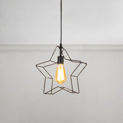 Minimalist Black/Bronze Metal Wire Pendant Light For Living Room - Star Ceiling Hanging Fixture