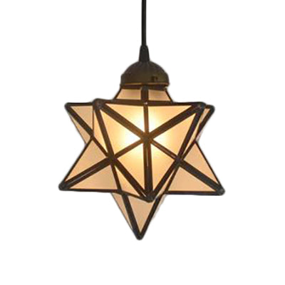 Tiffany Style Textured White/Clear Star Pendant Light - 8’/12’ Stainless Glass Dining Room