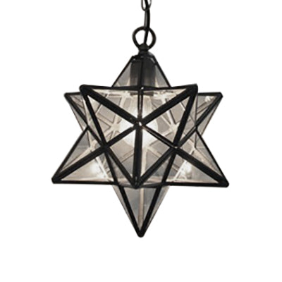 Tiffany Style Textured White/Clear Star Pendant Light - 8’/12’ Stainless Glass Dining Room