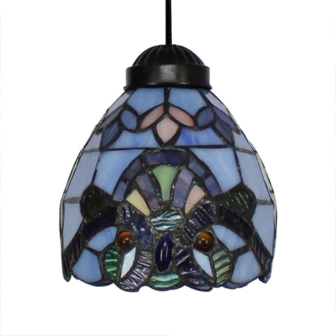 Victorian Stained Glass Hanging Pendant With Domed Design - White 3 Lights Ideal For Dining Room
