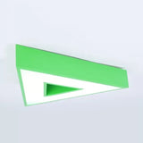 Modern Acrylic Triangle Flush Ceiling Light - Game Room Stylish Lamp Green / 19.5