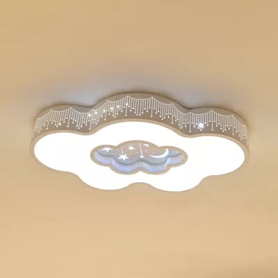 Romantic White Cloud Ceiling Mount Light With Star Acrylic Lamp For Hallway