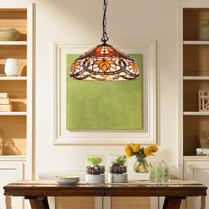 Adjustable Floral Stained Glass Pendant Light For Living Rooms And Kitchens Brown / 16’