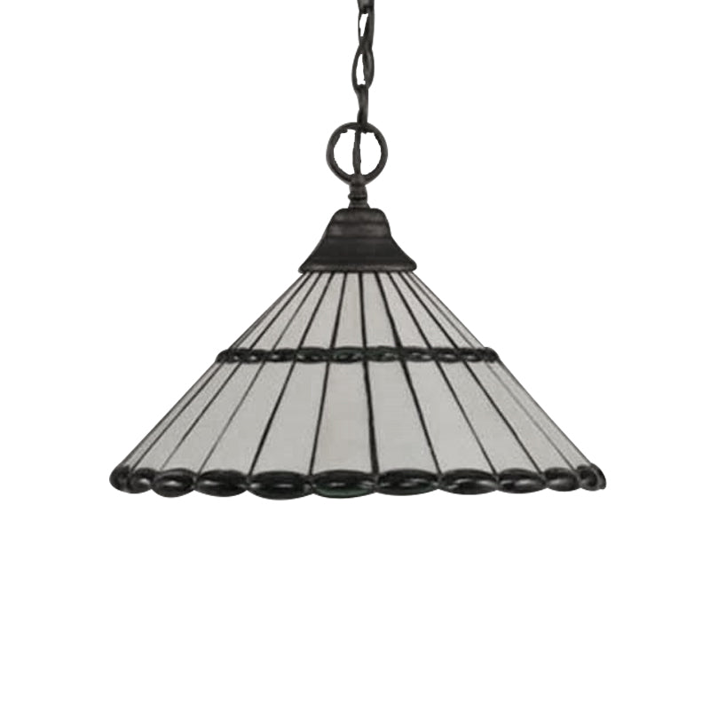 Tiffany-Style Hand Cut Glass Pendant Light Fixture - Brown/Green 1 Head